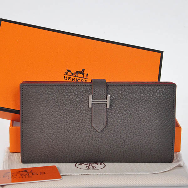 208 Hermes 2 snodata portafoglio in pelle originale in Grafite